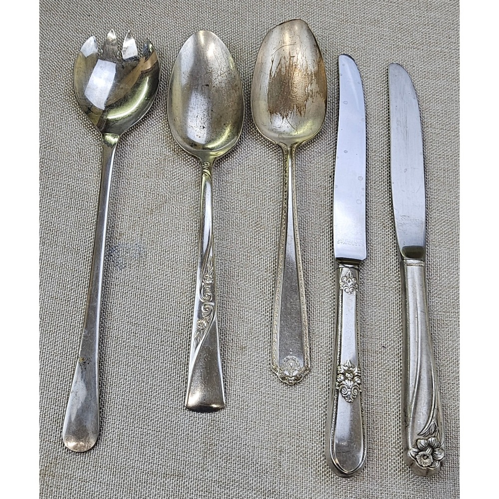 Wallace Rogers Sheffield Flatware Lot 5pc Silver Plate Vintage Mismatched Set